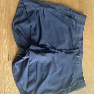 Athlete navy blue shorts.